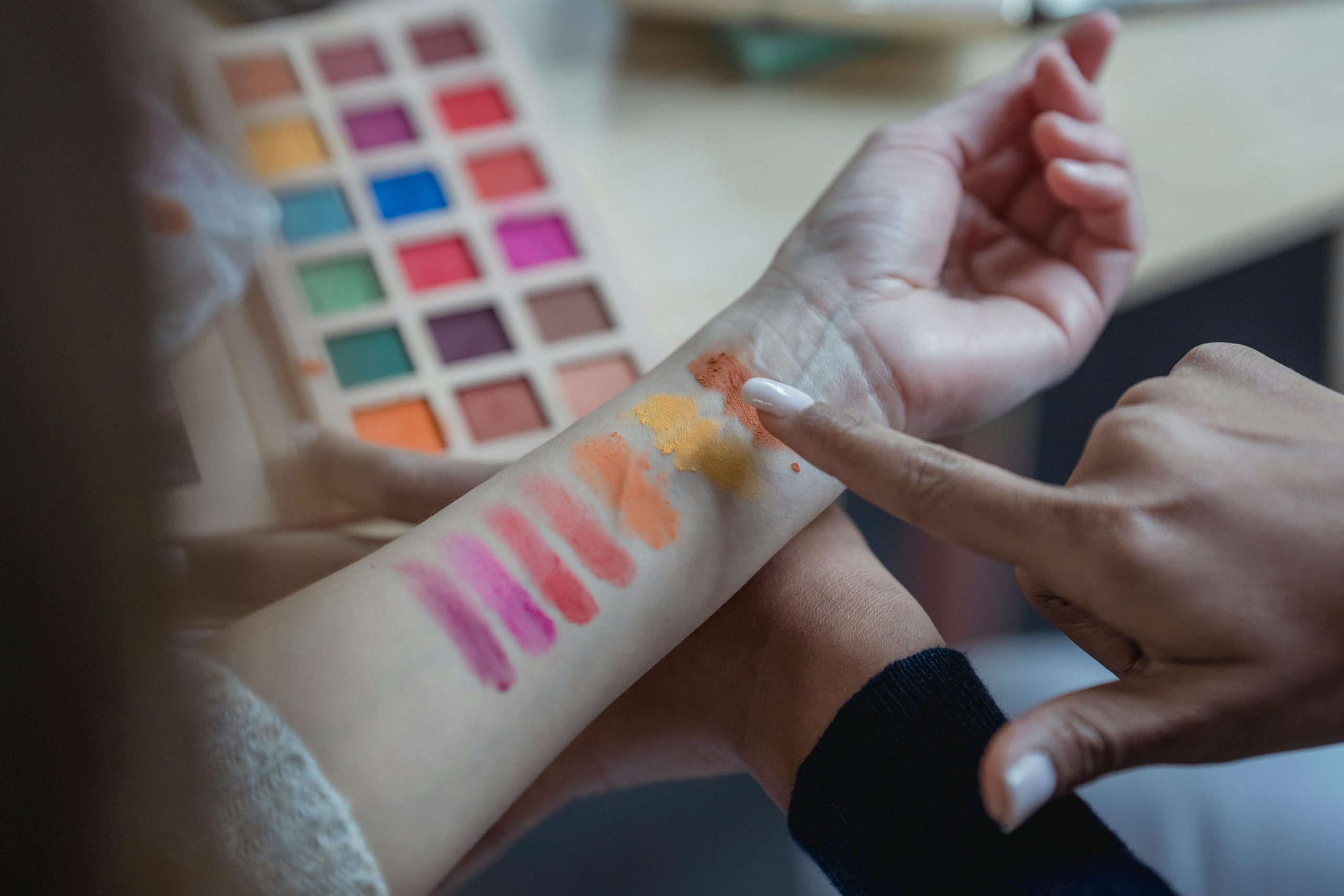 A large palette filled with bright eyeshadow shades
