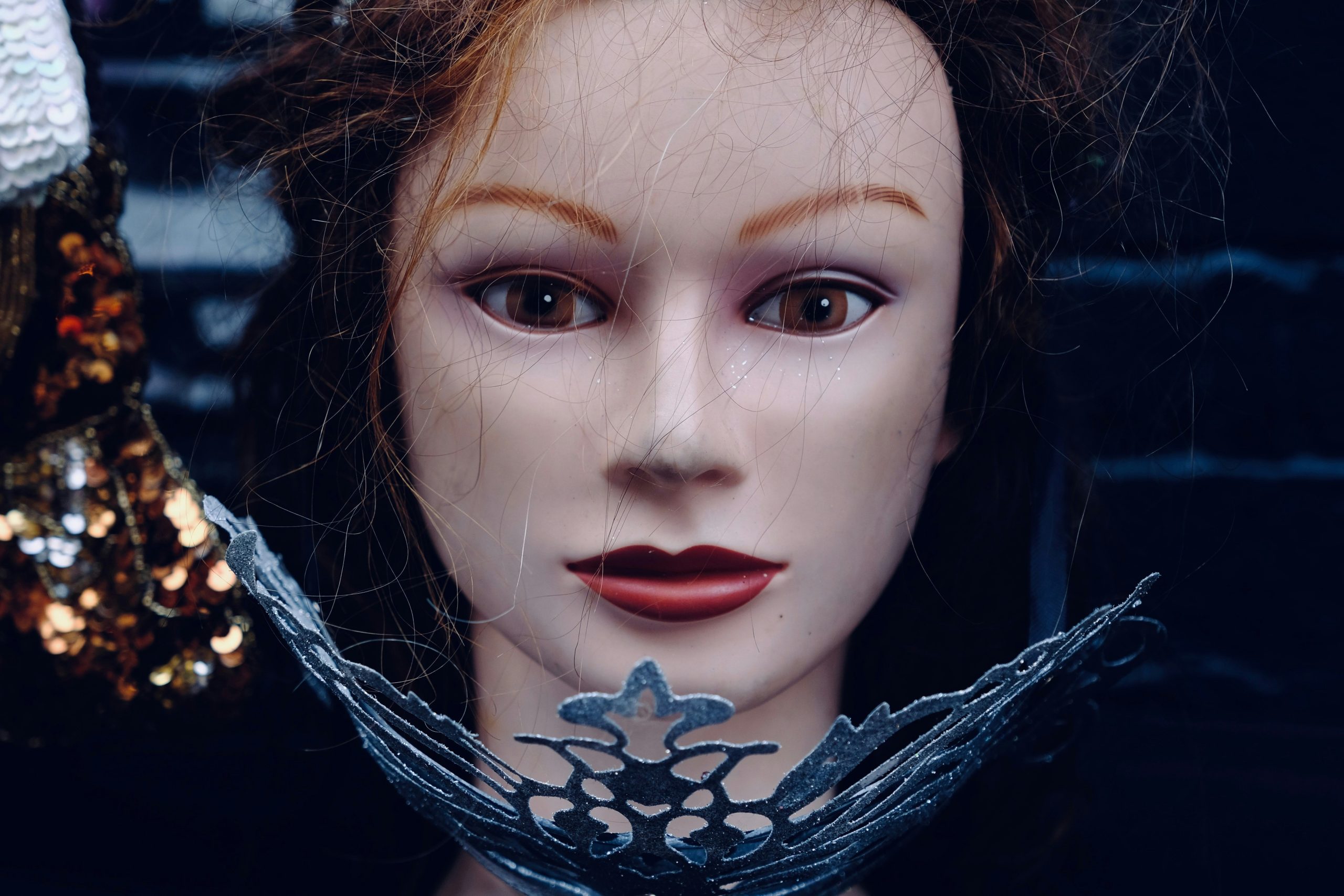 Halloween costume with realistic cracked skin sfx makeup on face.