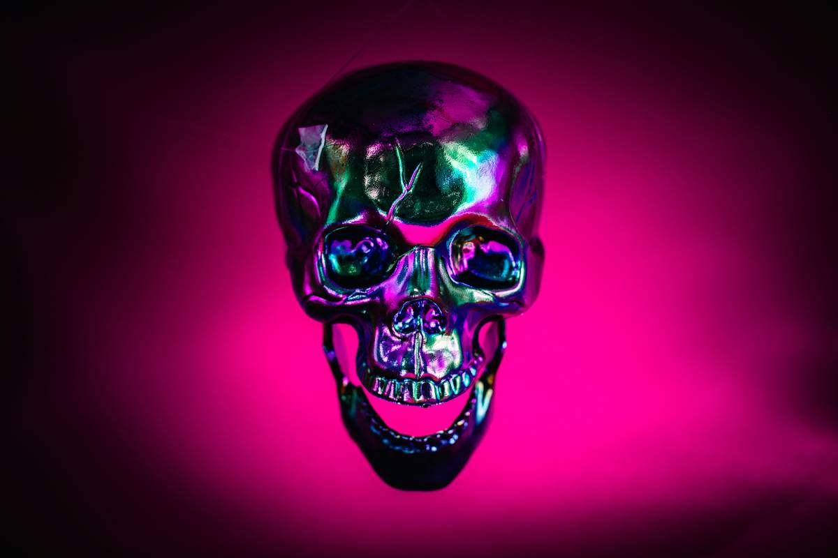 A sugar skull inspired halloween makeup example with vibrant colors