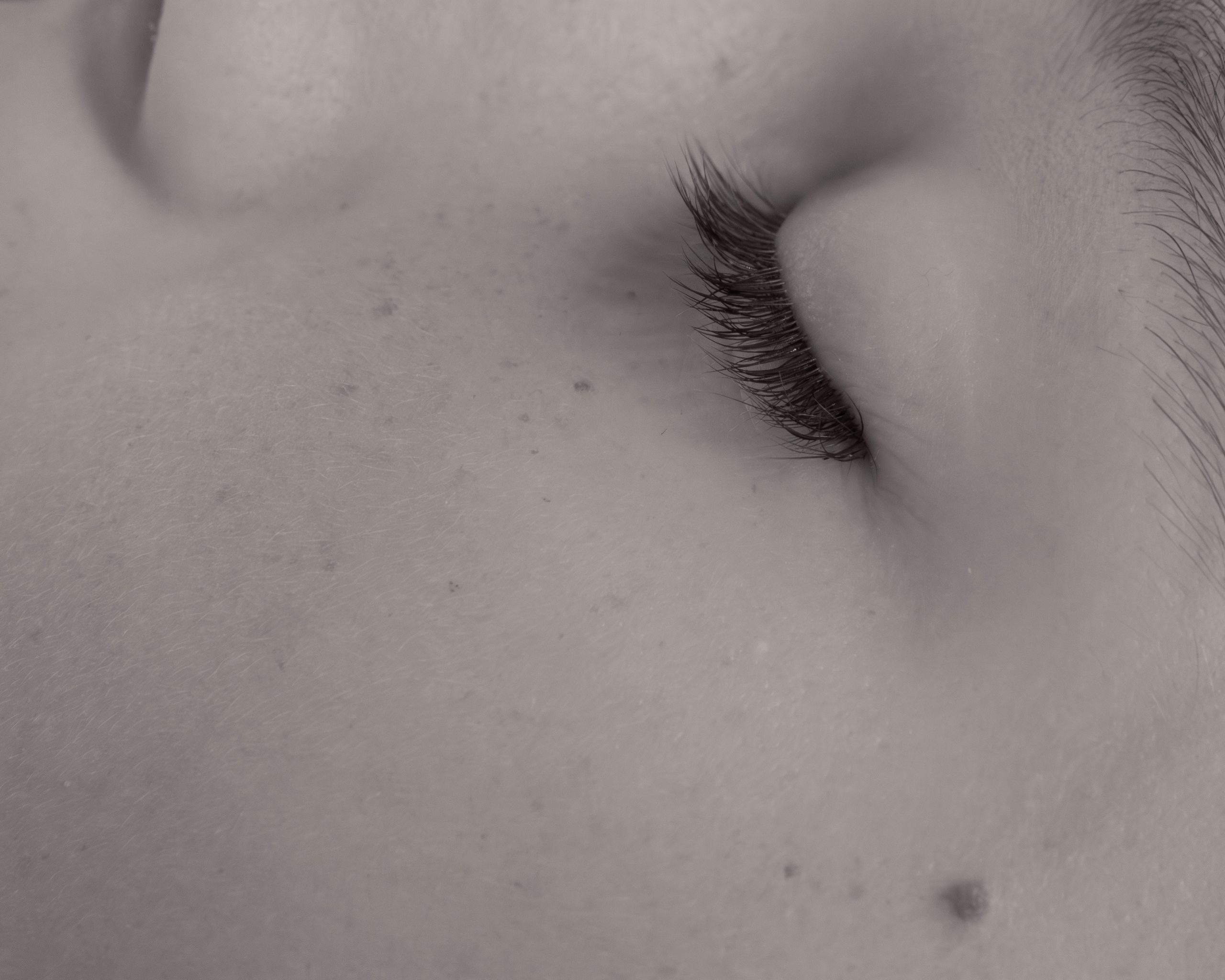 Eyelashes of a sleeping boy